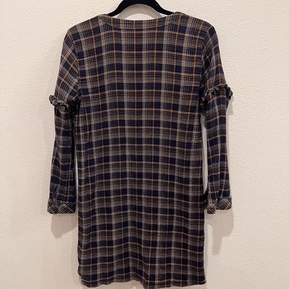 Madewell Plaid Ruffle Sleeve Button Down Shirtdress Size Small Preppy Cottage - Picture 7 of 9
